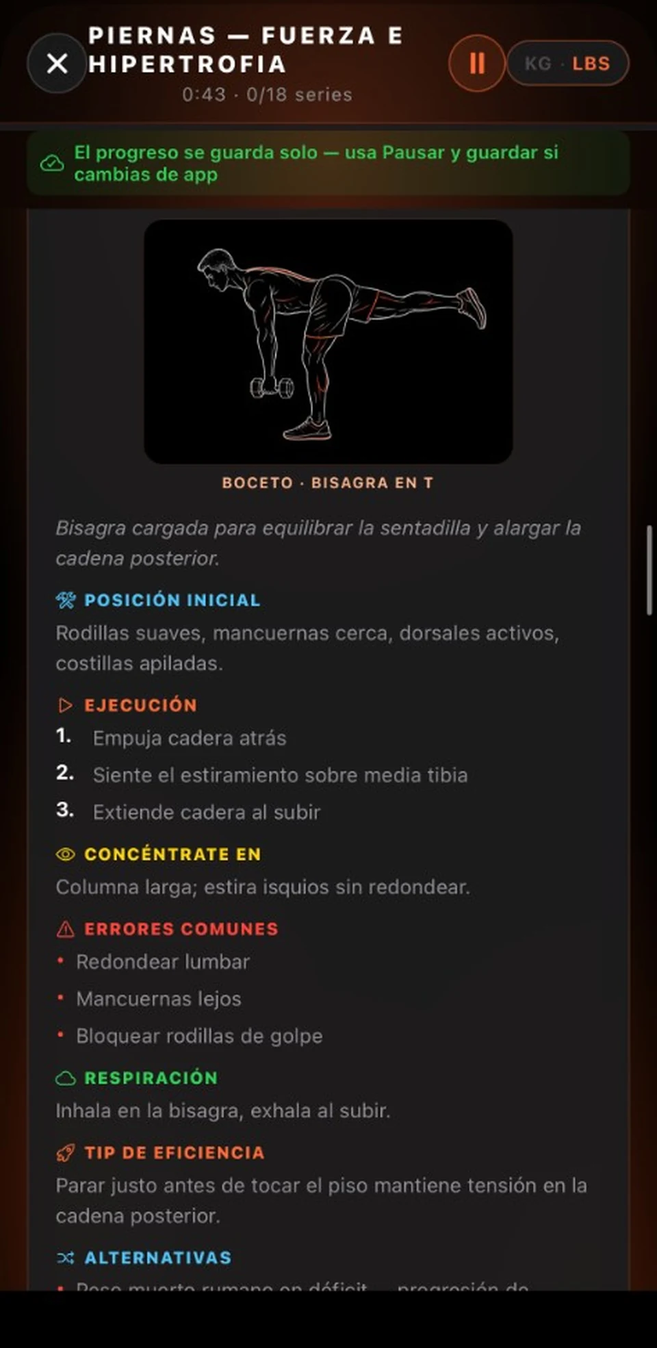 Guía de coaching por ejercicio